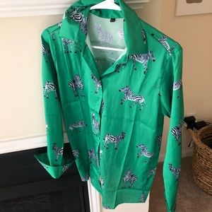 Green zebra button down.